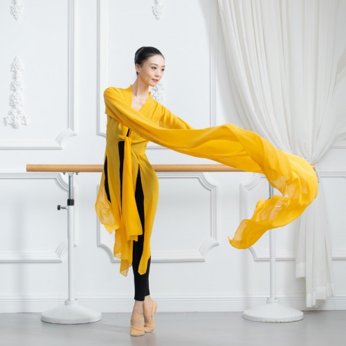 Waterfall Sleeves hanfu fairy chinese classical dance dress tops female adult swing sleeve classical dance practice clothes gauze sleeve shirt performance cardigan